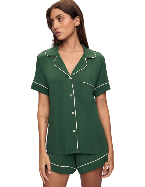 Gisele Relaxed Short PJ Set | Forest Green/Ivory