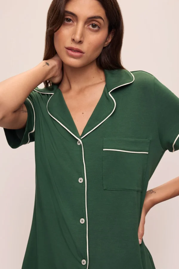 Gisele Relaxed Short PJ Set | Forest Green/Ivory - Image 2