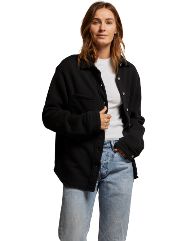 Cypress Fleece Button Down Jacket | Black