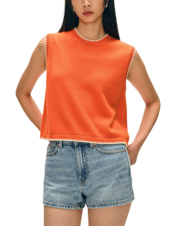 Blanket Trim Tank | Orange/Ivory