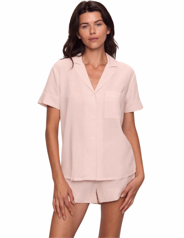 Nautico Shortie Short PJ Set | Mauve/White