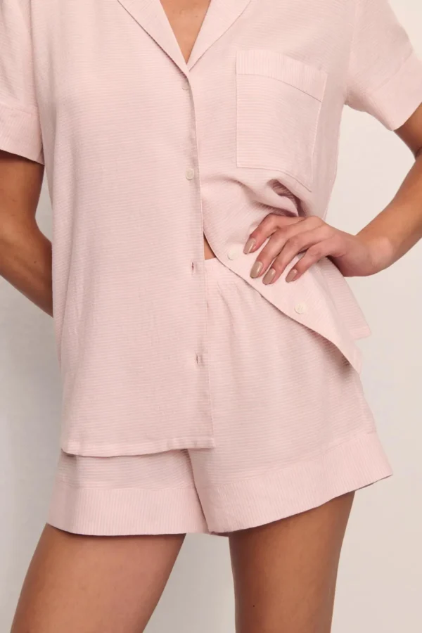Nautico Shortie Short PJ Set | Mauve/White - Image 2