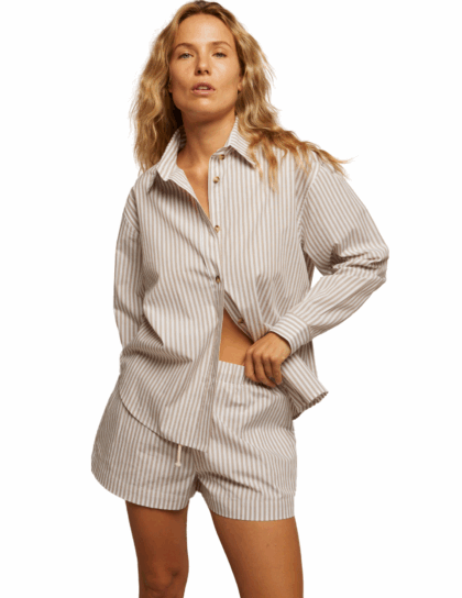 James Button Down | Putty Stripe