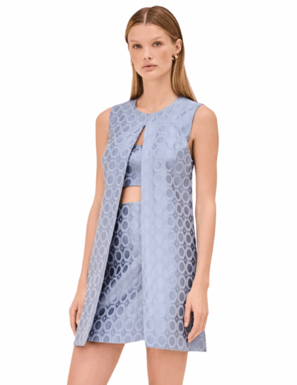 Asha Dress | Blue Jacquard
