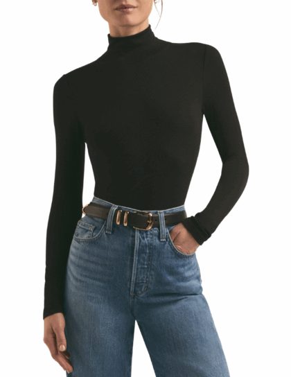 The Ribbed Turtleneck | Black