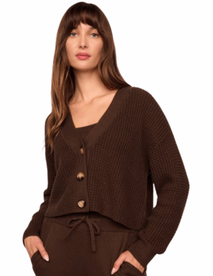 Cropped Sweater Cardigan | Chocolate