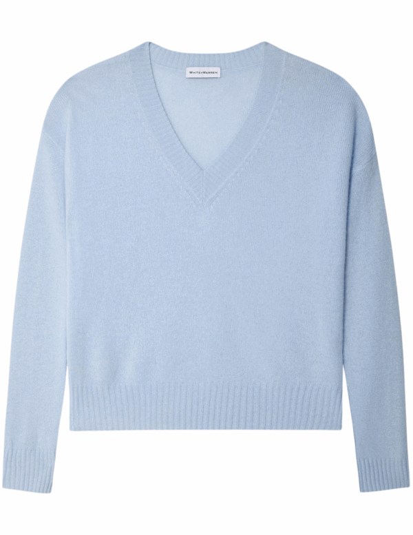Cashmere Featherweight Vneck | Pale Mist