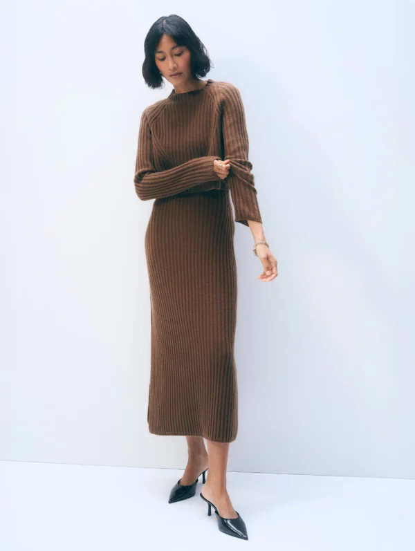 Cropped Ribbed Crew Sweater | Umber - Image 5