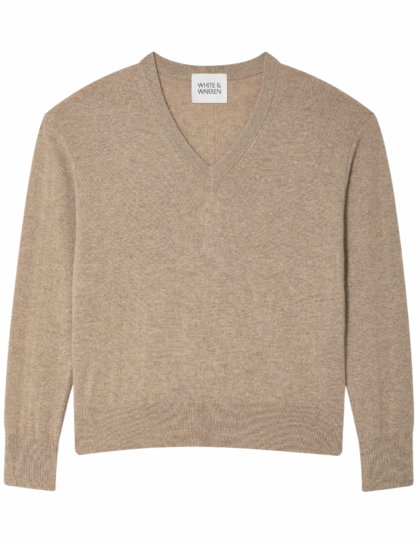 Cashmere V Neck | Taupe Heather
