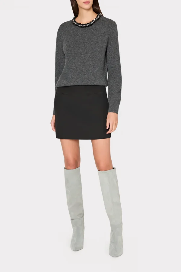 Embellished Crewneck Sweater | Charcoal - Image 3