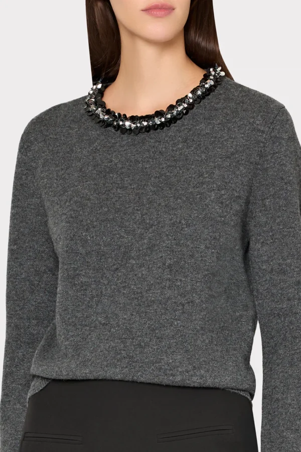 Embellished Crewneck Sweater | Charcoal - Image 2