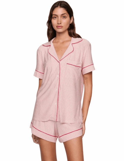 Gisele Relaxed Short PJ Set | Holly Red Stripe