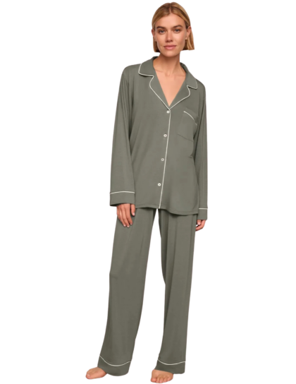 Gisele Long PJ Set | Smokey Olive/Ivory