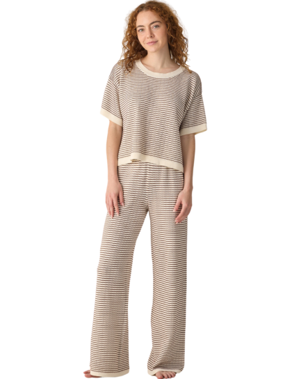 Boxy Crop Knit Tee | Chocolate