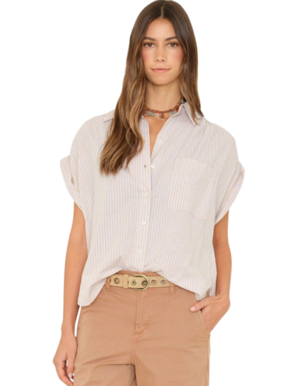 Lexi Shirt | Tangerine Stripe