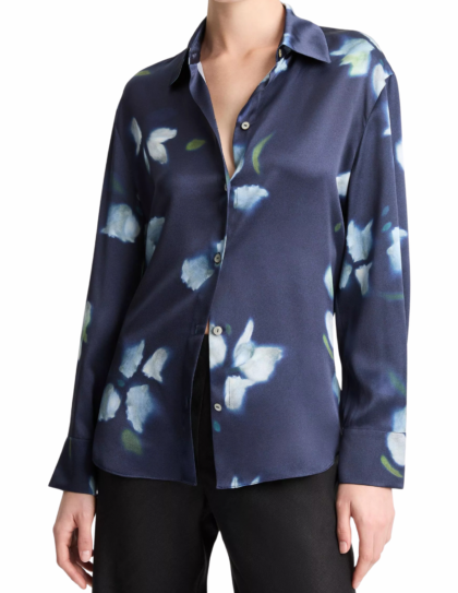 Petal Blur Relaxed Shirt | Navy