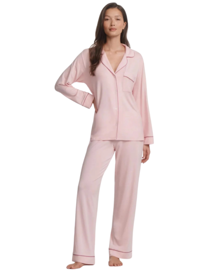 Gisele Long PJ Set | Pale Pink/Fig