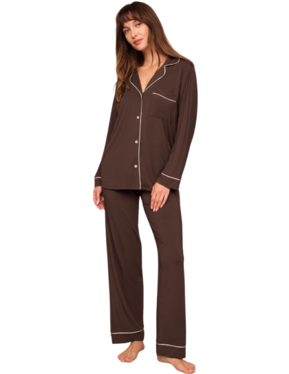 Gisele Long PJ Set | Chocolate Brown/Ivory