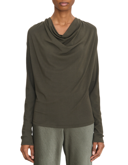 Long Sleeve Cowl Top | Dark Moss