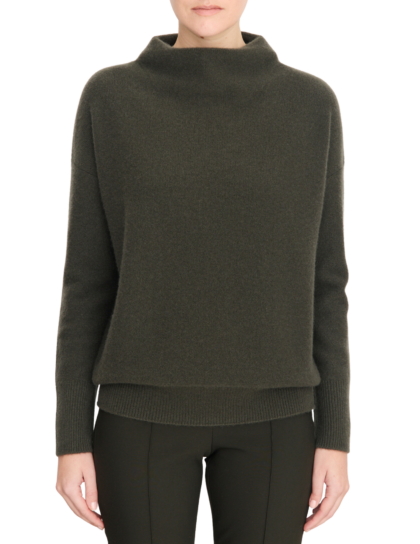Boiled Funnel Neck Pullover | Dark Moss