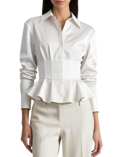 Edie Corset Button Down Top | Off White