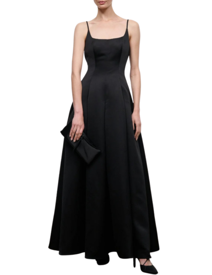 Joy Satin Maxi Dress | Black