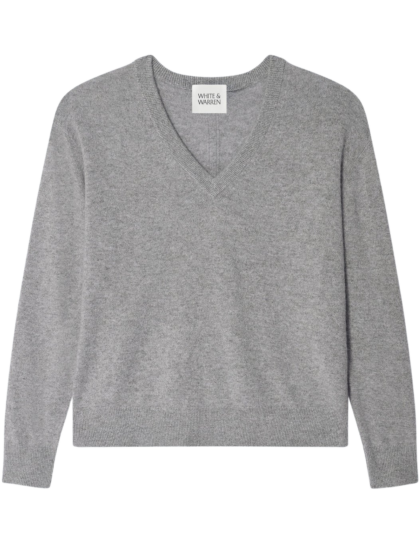 Cashmere V Neck | Heather Grey