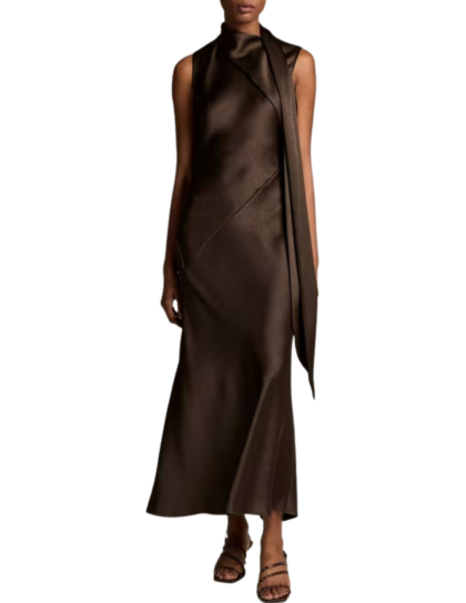 Satin Scarf Neck Dress | Cypress