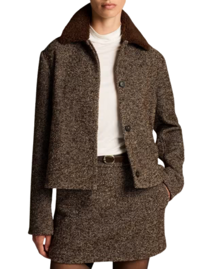 Contrast Collar Boucle Jacket