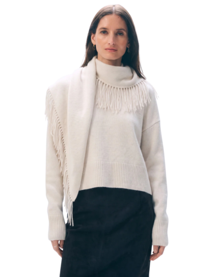 Cashmere Blend Scarf Sweater | Ivory
